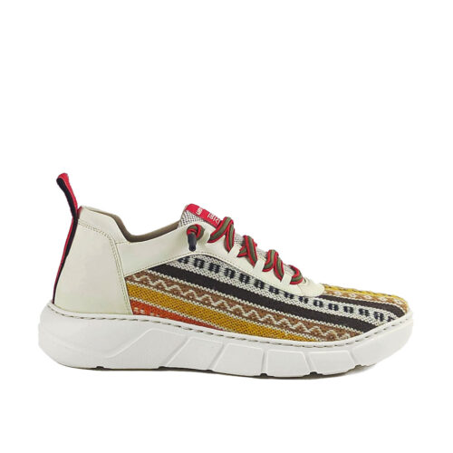 Zapatilla de Lana Merina Multicolor Ocres Labrado